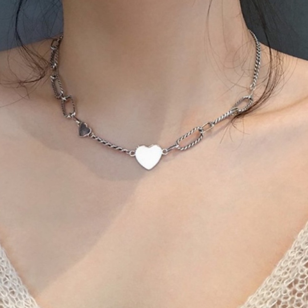 NEW HEART 925 STERLING SILVER NECKLACE, NICE NECKLACE, CUTE NECKLACE - Picture 2 of 6